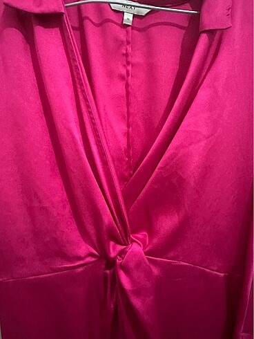 Saten gömlek elbise - Görsel 5