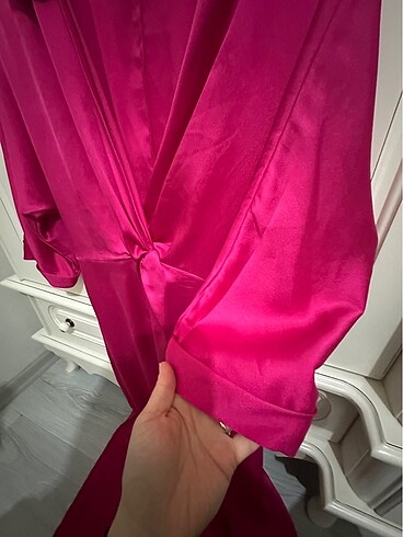 Saten gömlek elbise - Görsel 6