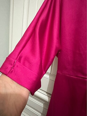 Saten gömlek elbise - Görsel 7