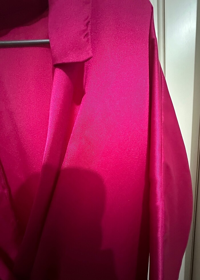 Saten gömlek elbise - Görsel 3