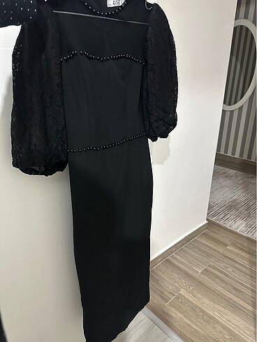 Siyah kalem elbise - Görsel 6