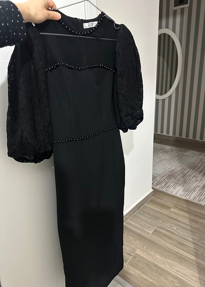 Siyah kalem elbise - Görsel 3