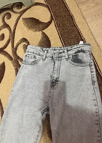 xs Beden Gri Batik Desenli Salaş Midi Kot Pantolon