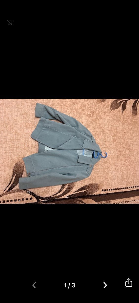 Turkuaz Mini Kadın Ceket Düğmeli - Görsel 2