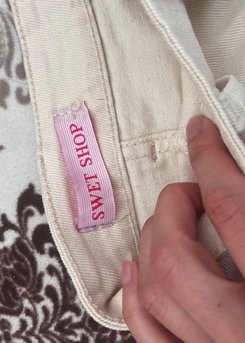 Düğmeli Pamuklu Uzun krem Etek - Görsel 5