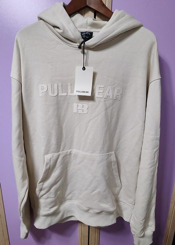 Pull and Bear Pull Bear Ekru Kapusonlu Sweatshirt Xxl