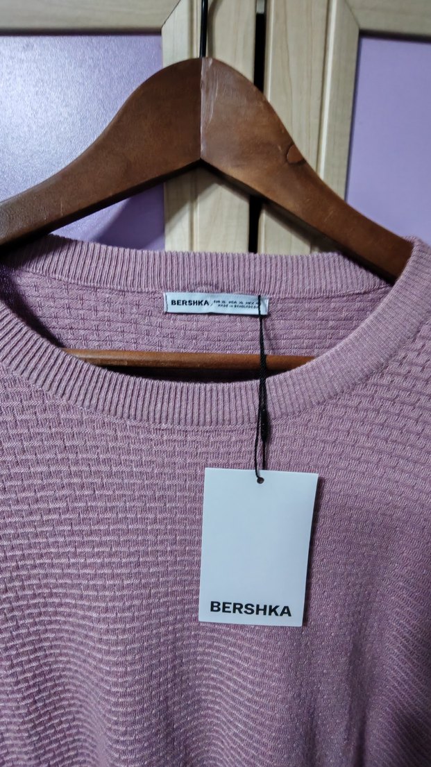 Bershka Lila Bisiklet Yaka Sweatshirt L — görsel 2/3