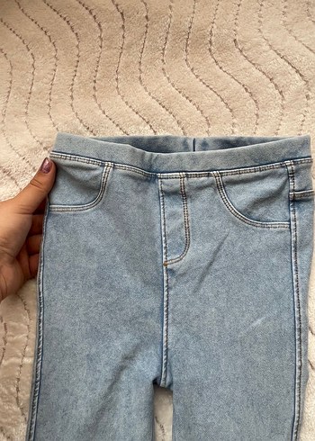 4 Yaş Beden mavi Renk Kızlar için Mavi Triko Denim Tayt