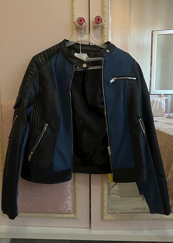 Kadın Siyah Deri Biker Ceket