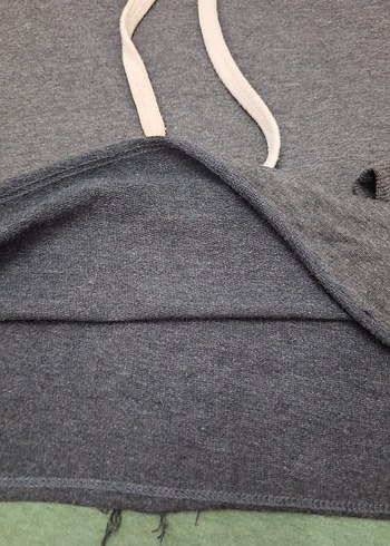 xs Beden Gri Kapüşonlu Rahat Kesim Sweatshirt