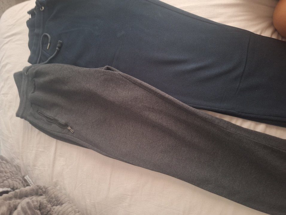 Gri Elastik Belli Hamile Eşofman 2 adet gri ve lacivertli - Görsel 3