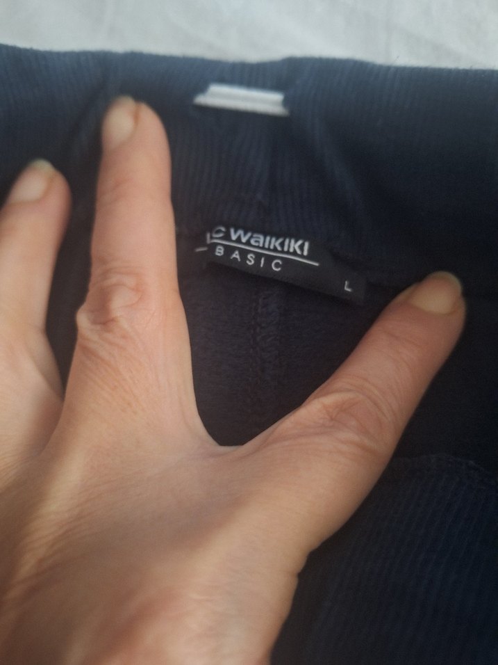 Gri Elastik Belli Hamile Eşofman 2 adet gri ve lacivertli - Görsel 5