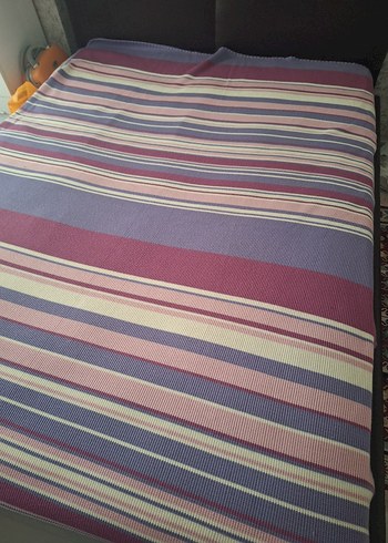 Lila Çizgili Yatak Örtüsü battaniye - Görsel 2