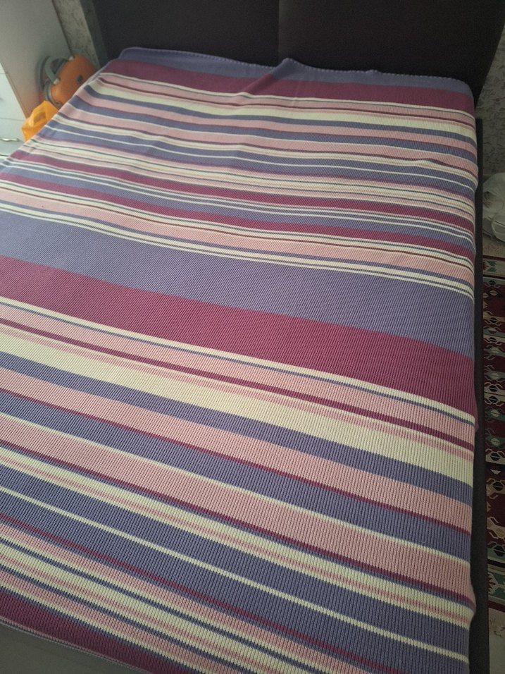 Lila Çizgili Yatak Örtüsü battaniye - Görsel 2