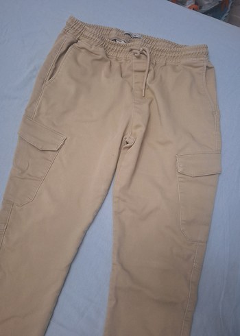 Bej Erkek Rahat Kesim Kargo Pantolon - Görsel 2