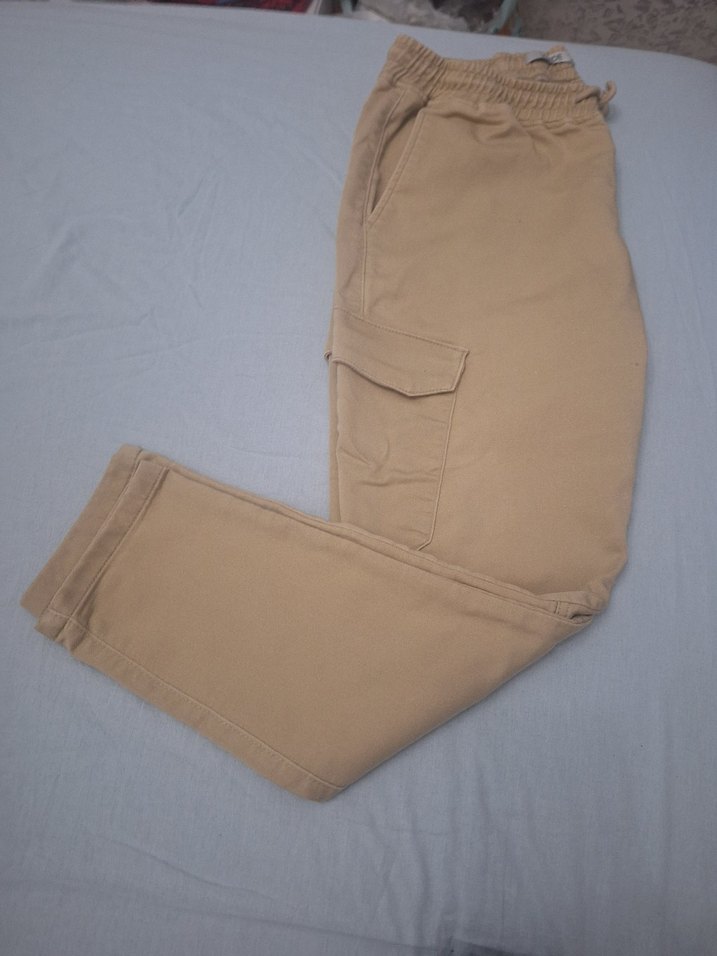 Bej Erkek Rahat Kesim Kargo Pantolon - Görsel 4