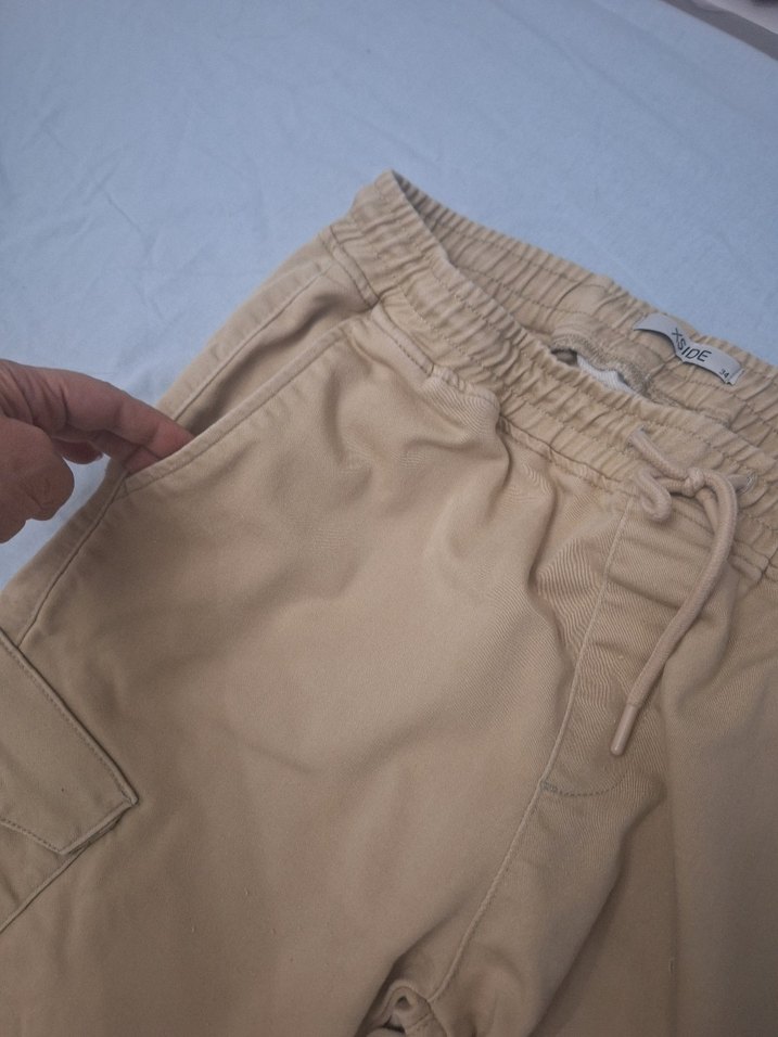 Bej Erkek Rahat Kesim Kargo Pantolon - Görsel 3