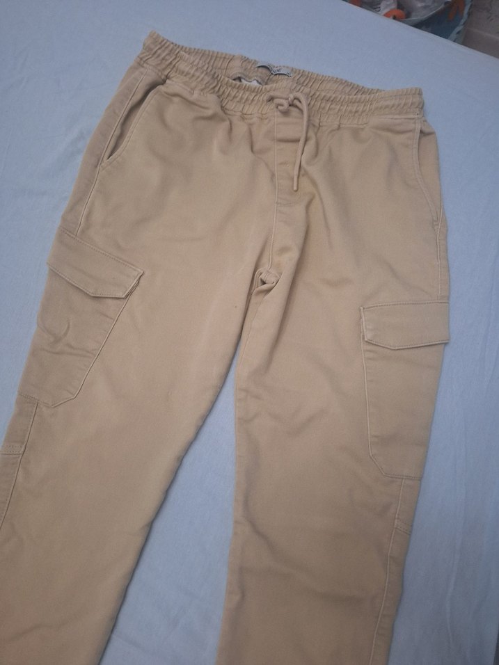 Bej Erkek Rahat Kesim Kargo Pantolon - Görsel 2