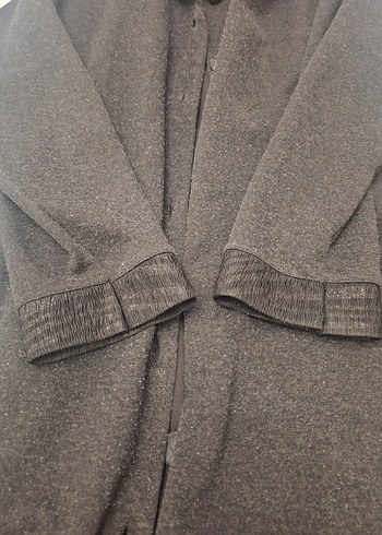 Düğmeli Midi Kadın Keten Kaban - Görsel 2