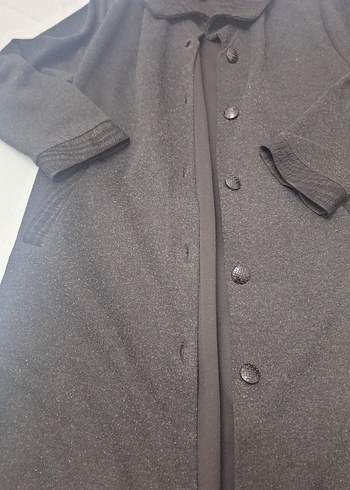 Düğmeli Midi Kadın Keten Kaban - Görsel 6