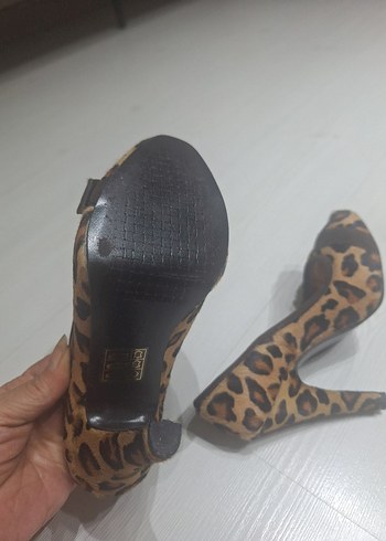 36 Beden kahverengi Renk Leopar Desenli Süet Platform Topuklu Kadın Ayakkabı