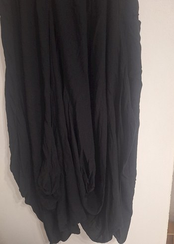 l Beden Kadın Siyah Keten Salaş şalvar görünümlü etek