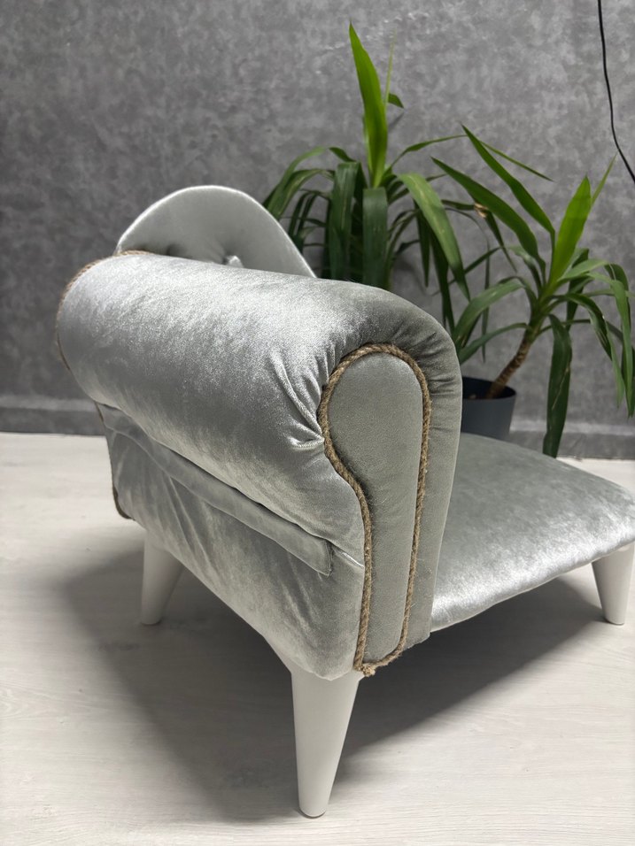 Gri Kadife Kedi/ köpek/ Çocuk Koltuğu - Görsel 3