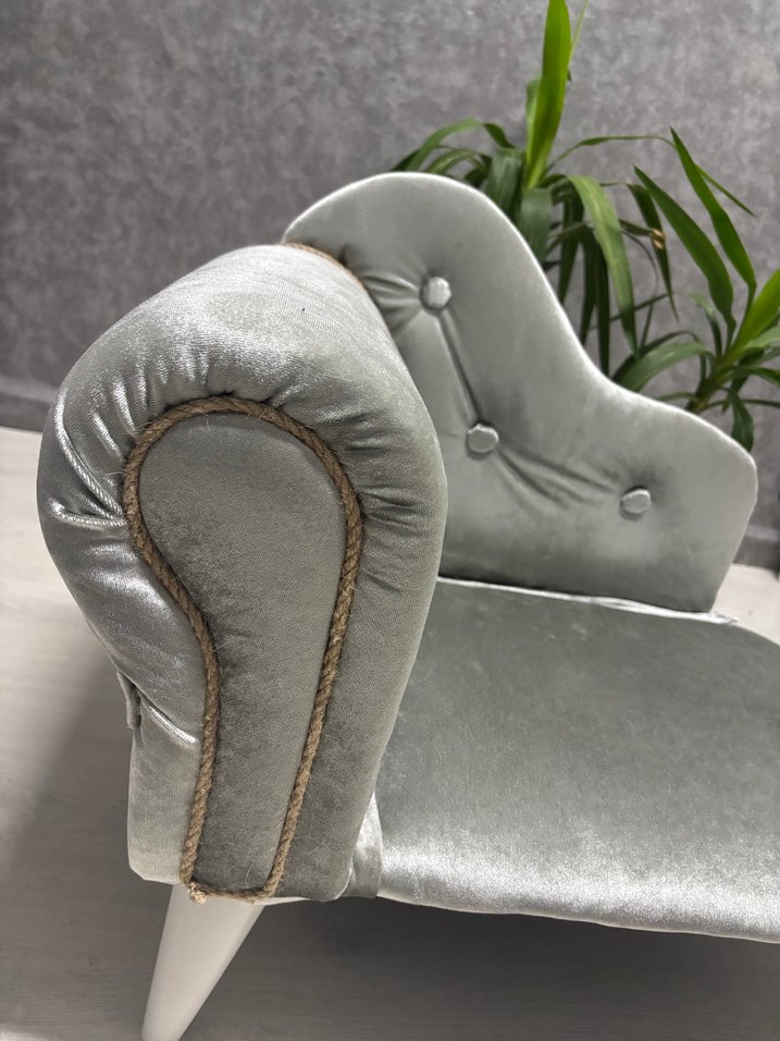 Gri Kadife Kedi/ köpek/ Çocuk Koltuğu - Görsel 2