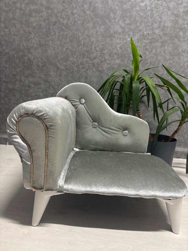 Gri Kadife Kedi/ köpek/ Çocuk Koltuğu - Görsel 4