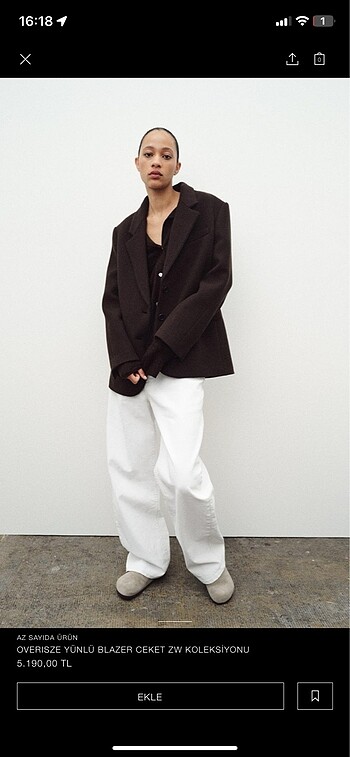 Zara oversize yünlü blazer ceket