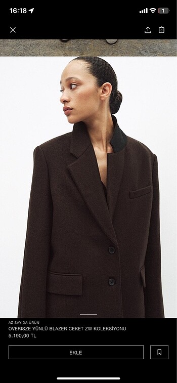 Zara Zara oversize yünlü blazer ceket