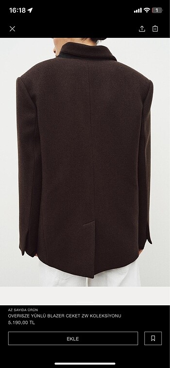 xs Beden Zara oversize yünlü blazer ceket