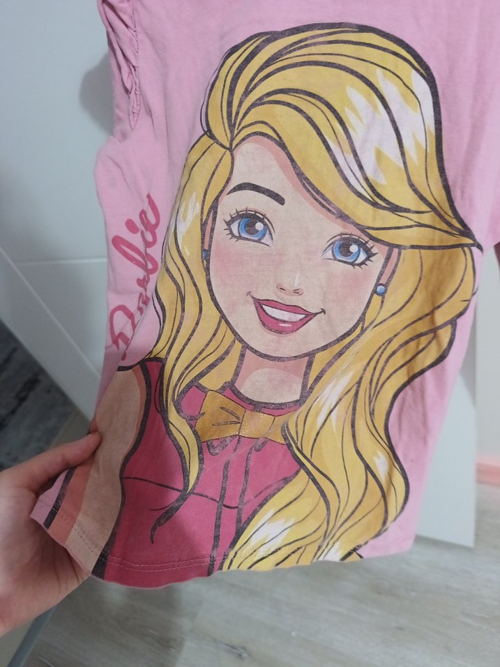 Kız Çocuk Pembe Barbie Baskılı Uzun Kollu Tişört - Görsel 3