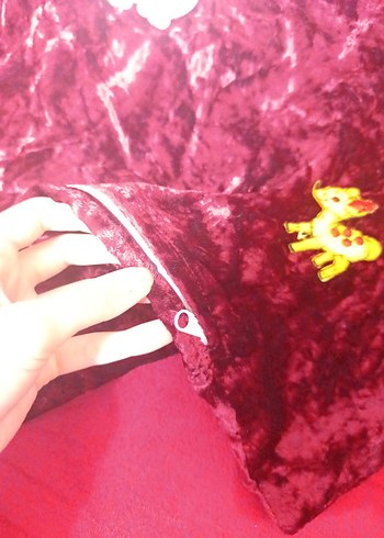 Bordo Parlak İşlemeli Çocuk Battaniyesi - Görsel 3