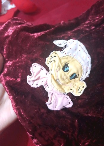 Bordo Parlak İşlemeli Çocuk Battaniyesi - Görsel 2