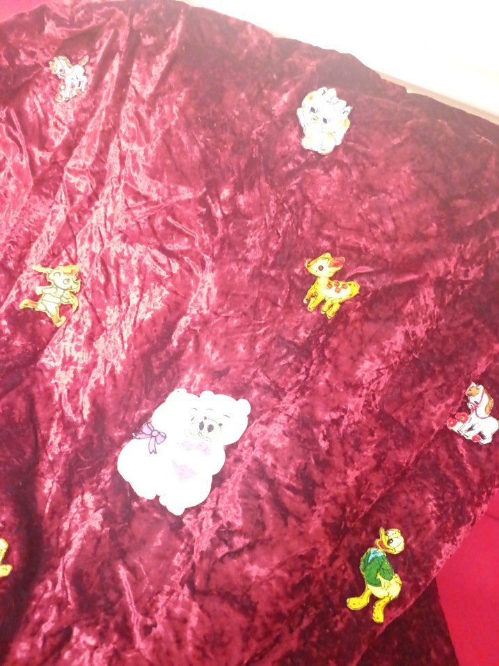 Bordo Parlak İşlemeli Çocuk Battaniyesi - Görsel 4