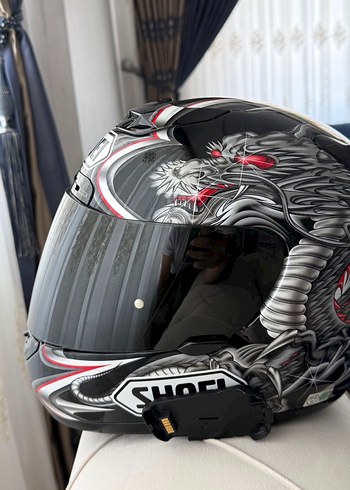 Parlak Siyah Baskılı Biker Kask ( SHOEI ) - Görsel 5