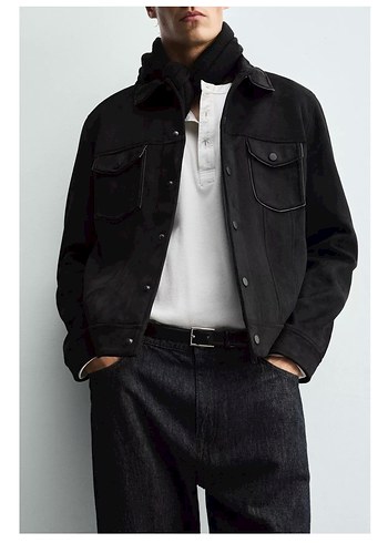 Erkek Siyah Denim Ceket, Regular Fit, Uzun Kollu - Görsel 5