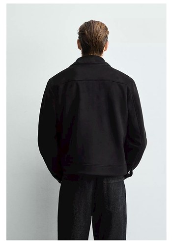 Erkek Siyah Denim Ceket, Regular Fit, Uzun Kollu - Görsel 2