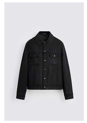 Erkek Siyah Denim Ceket, Regular Fit, Uzun Kollu - Görsel 6