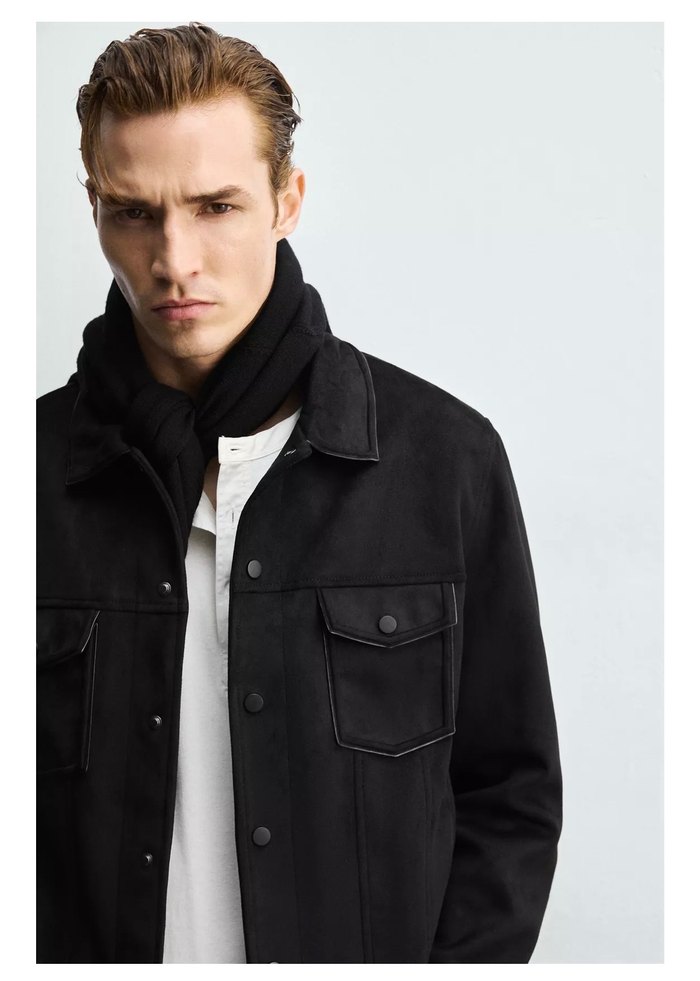 Erkek Siyah Denim Ceket, Regular Fit, Uzun Kollu - Görsel 3