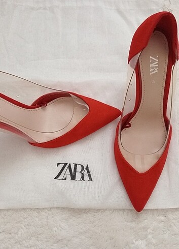 38 Beden kırmızı Renk Zara Kırmızı Stiletto Topuklu Ayakkabı