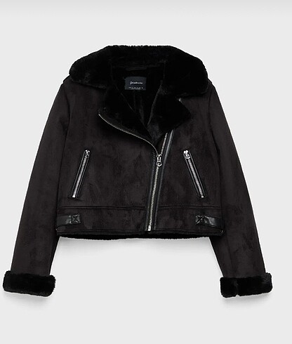 Stradivarius Kürkli Crop Biker Ceket