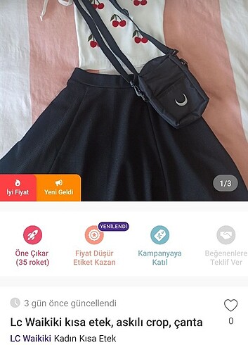 Crop etek ve çanta 