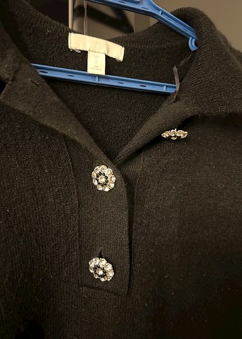 Düğmeli Siyah Yün Kadın Gömlek - Görsel 3