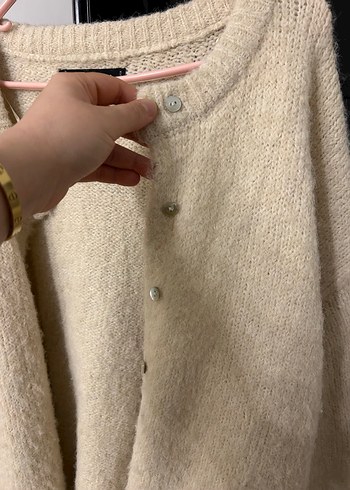 Beyaz Triko Midi Kadın Hırka - Görsel 2