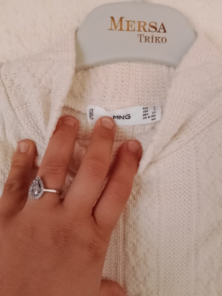 Uzun Beyaz Triko Elbise - Görsel 2