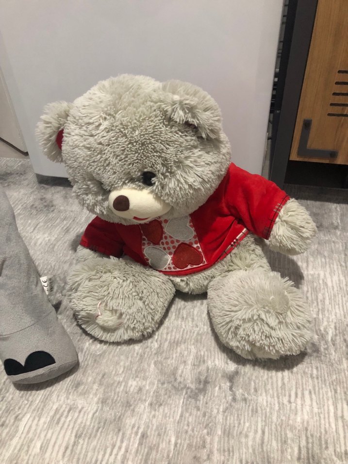 Gri Peluş Fil ve Ayıcık Oyuncaklar - Görsel 3