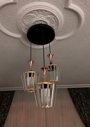 Altın detaylı üçlü avize - Görsel 2