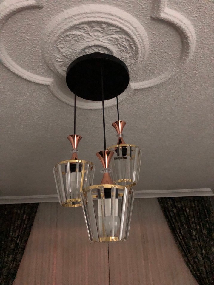 Altın detaylı üçlü avize - Görsel 2